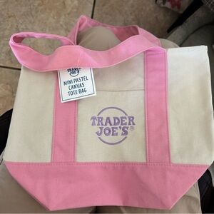 Trader Joe’s, mini pastel Pink Canvas Tote Bag
